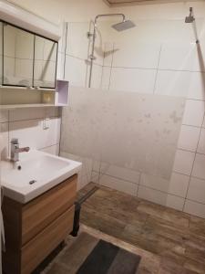 a bathroom with a sink and a shower at Wohnung in Pöttsching