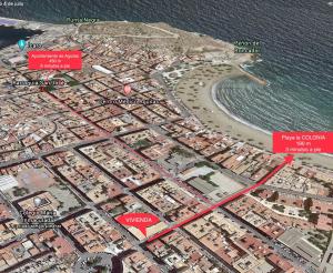 a map of a city and a beach at Alojamiento La Colonia in Águilas
