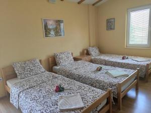 Habitación con 2 camas y sofá en Villa Kliment, en Ohrid