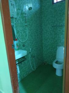 y baño con ducha, aseo y lavamanos. en Cikgu CTZ Homestay A, en Kampung Raja