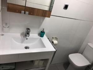 a bathroom with a white sink and a toilet at Apartamentos casa Tia Antonia in Málaga
