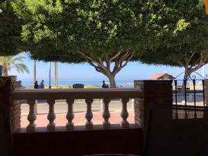 a view of the beach from the balcony of a resort at Apartamentos casa Tia Antonia in Málaga