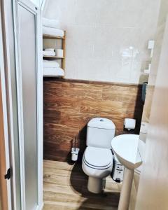 un bagno con un water e un lavandino di Apartamentos La Mar Chica a Benalmádena Altre 39 foto