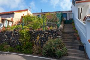 a stairway with a stone retaining wall and plants at Rural Gomera in Arure