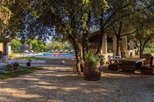 沃德年的住宿－Guesthouse ''Barboska'' - big outdoor swimming pool & private tennis court，一座公园,公园里有树,还有一个游泳池
