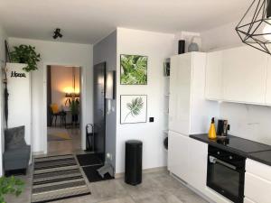 Kuchyň nebo kuchyňský kout v ubytování Apartamenty Garden