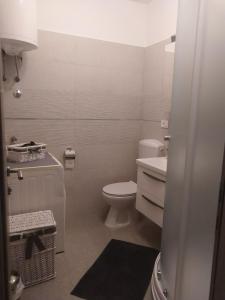 a small bathroom with a toilet and a sink at Deluxe Apartment Joia with Balcony on the Beach Bačvice, Free Parking, Old Town, Near Ferry Port in Split +13 photos
