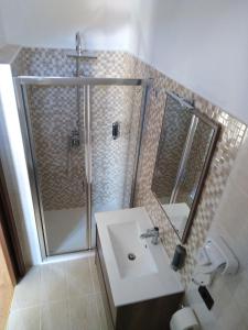 a bathroom with a sink and a shower at B&B Borgo Revelia in Rivello
