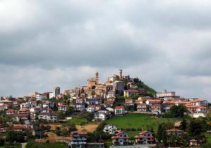una ciudad en la cima de una colina con casas en Hotel ristorante Bellavista, en Colonnella