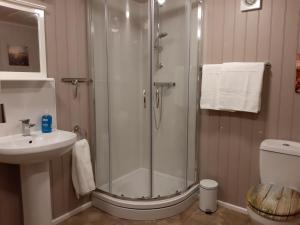 A bathroom at Wyldwood Lodge