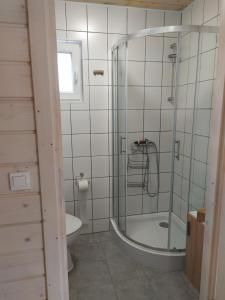 Kúpeľňa v ubytovaní Czerwone Domki Wartowo 2