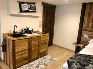 a bathroom with a sink and a counter in a room at Domus Apartments in Aosta