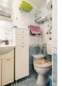 ein Bad mit einem WC und einem Waschbecken in der Unterkunft Apartment Pjaca in Postira