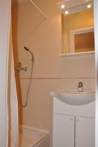 a bathroom with a shower and a sink at Apartments Lucic in Dubrovnik