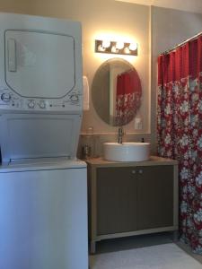 a bathroom with a sink and a mirror at Amitabha Wine Country Cottage in Santa Rosa