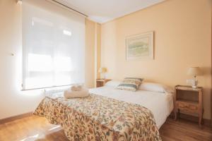 un dormitorio con una cama y una ventana en Arriola - Local Rentss, en San Sebastián