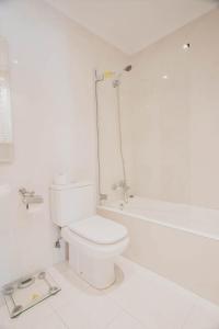Un baño blanco con inodoro y bañera. en Arriola - Local Rentss, en San Sebastián