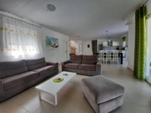 a living room with a couch and a coffee table at VILLA DIAMOND YourCroatiaHoliday in Drenje