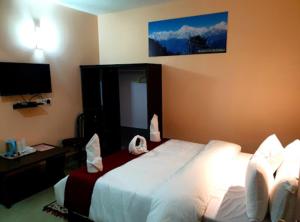 Habitación de hotel con cama y TV en Bankhim Residency (Parking available), en Gangtok