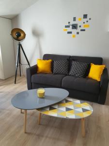 uma sala de estar com um sofá e uma mesa de centro em "Le Petit Paradis" au Centre Ville d'Oyonnax em Oyonnax