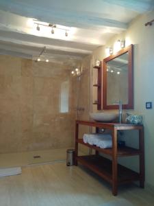 La salle de bains est pourvue d'un lavabo et d'un miroir. dans l'établissement Le Noisillet, à Cinais