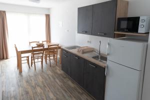 a kitchen with a refrigerator and a table with chairs at Hiša Janko Bled in Bled +9 photos