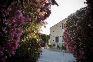 Campobello di LicataにあるAgriturismo Baglio Làuriaの建物前の花の小路