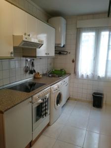 cocina con fregadero y lavadora en Apartamento Acogedor Bilbao, en Bilbao