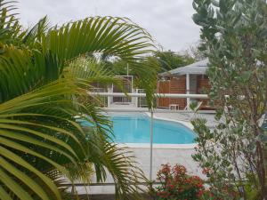 a swimming pool in front of a house at Les Jardins des Alizés in Saint-François