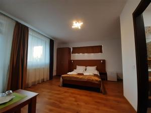 une chambre d'hôtel avec un lit et une fenêtre dans l'établissement MIRANA, à Cristian