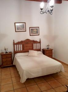 1 dormitorio con 1 cama grande y 2 mesitas de noche en Caseta Manigotxa, en Deltebre