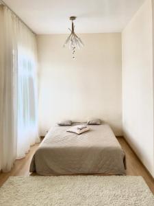 En eller flere senge i et værelse på Apartment on Savushkina 32