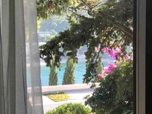a view of the ocean from a window at Apartments Silva in Dubrovnik
