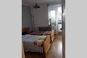 - une chambre avec 2 lits et une fenêtre dans l'établissement Apartament Pod Taborem, à Niedzica