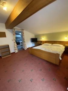 1 dormitorio con 1 cama grande en una habitación en Harpfner en Finkenberg