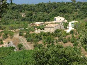 a village on a hill with trees and houses at Le Clos d'Estellan - Piscine chauffée in Bonnieux