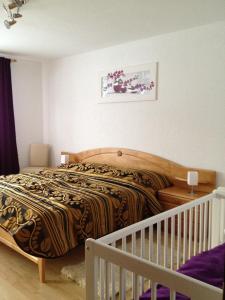 - une chambre avec un lit et un lit bébé dans l'établissement Haus zur Therme, à Bad Mitterndorf