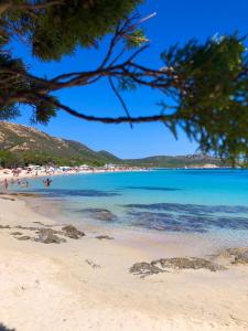 a view of a beach with people in the water at Acquamaris Tuerredda in Teulada
