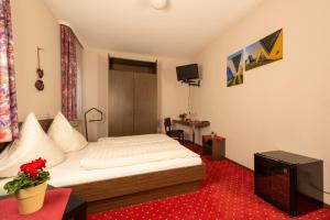 ein Hotelzimmer mit einem Bett und einem TV in der Unterkunft Hotel Restaurant Häsfeld in Überherrn