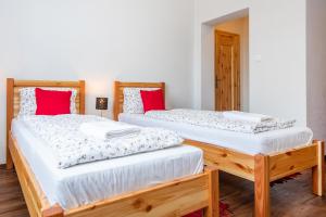 Posteľ alebo postele v izbe v ubytovaní Apartmány Nevädza