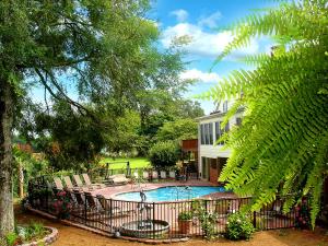 a house with a swimming pool in the yard at Southern Cross Guest Ranch in Madison