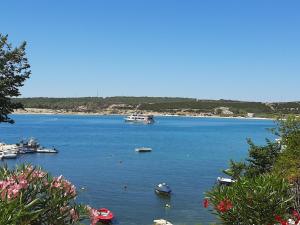 a group of boats in a large body of water at Apartments Nikola Caska in Novalja