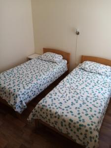 - deux lits assis l'un à côté de l'autre dans une pièce dans l'établissement Apartment Šibenik Mandalina, à Šibenik