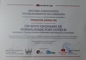 un documento falso de visado sobre una mesa en Gran Vía, en Lugo
