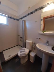 a bathroom with a toilet and a sink at Agia Roumeli Hotel in Agia Roumeli
