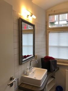 un baño con lavabo y espejo en Studio am Neuen Schloss Meersburg, en Meersburg