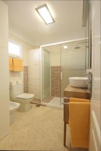 a bathroom with a sink and a toilet and a shower at Apartamentos Vista Laurisilva in Puerto de la Cruz