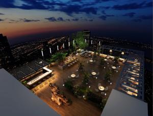 an overhead view of a city at night at Ocean Delight Boutique Hotel 海悦精品酒店 in Sihanoukville