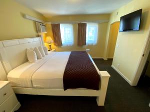 a bedroom with a large bed and a television at Hollywood Celebrity Hotel in Los Angeles
