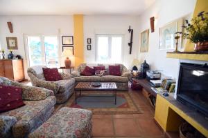 ein Wohnzimmer mit Sofas und einem TV in der Unterkunft Casa Nick in Frigiliana
